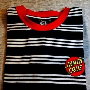 Santa Cruz Dot Embroidered Stripe Black T-shirt